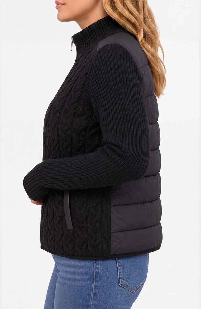 Liverpool Zip Front Quilted Sweater Jacket