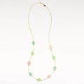 Long Aqua Chalcedony, Green Chalcedony and Pink Chalcedony bezel station necklace