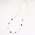 Long Garnet, Labradorite, Opalite bezel station necklace
