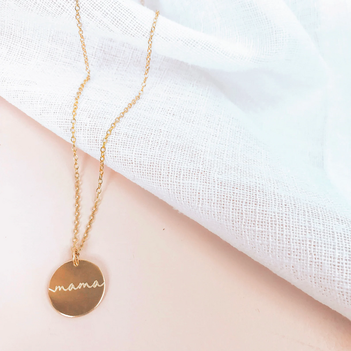 rosegolddiscpendantnecklacepersonalizeddisknecklacefornewmommamanecklacemamaengravedonroundpendantforhergiftformom