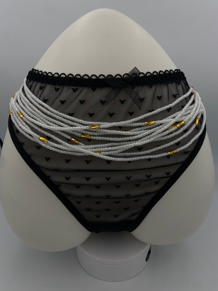 Luxury White & Gold Waist Beads | African Body Jewelry | Price per Waist Bead (45”-50”) – Tie-On