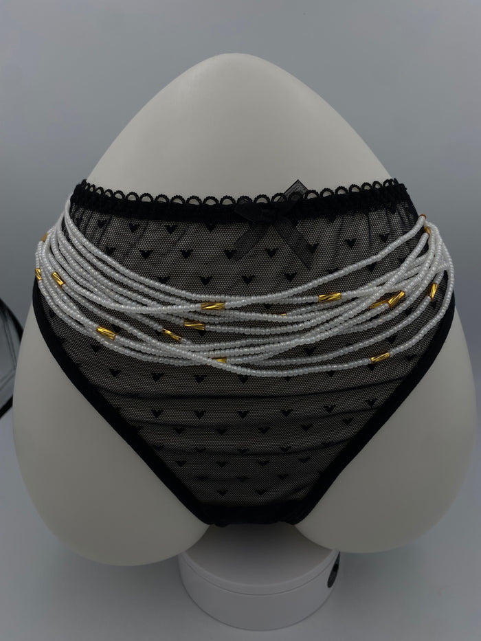 Luxury White & Gold Waist Beads | African Body Jewelry | Price per Waist Bead (45”-50”) – Tie-On