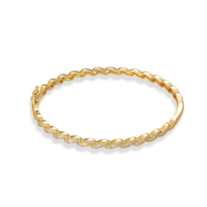 Lydia 14K Gold Wave Bangle