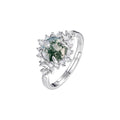 Madenn White Round Moss Open Ring