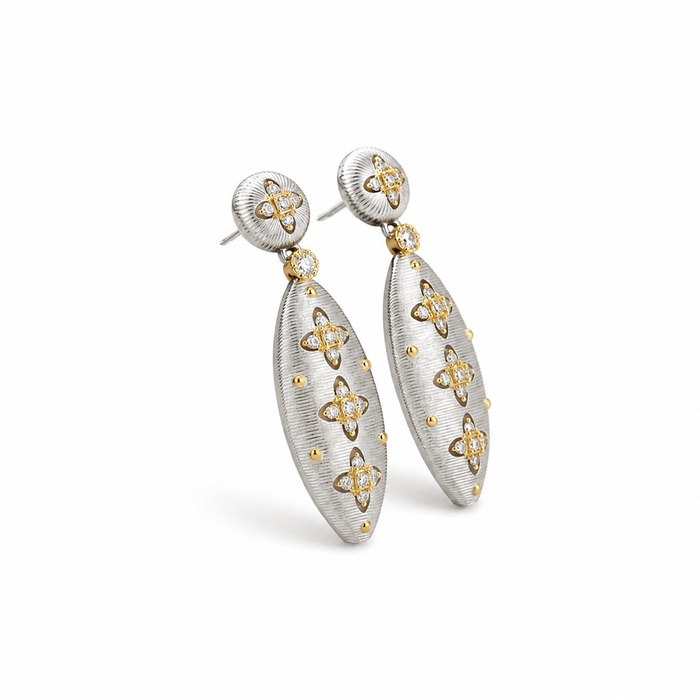Magdalene Silver Trèfle Moissanite Drop Earrings