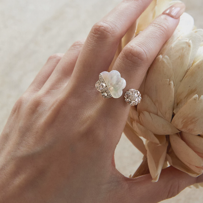 Marleen White Mother-of-Pearl Floral Open Ring
