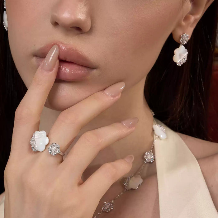 Marleen White Mother-of-Pearl Floral Open Ring