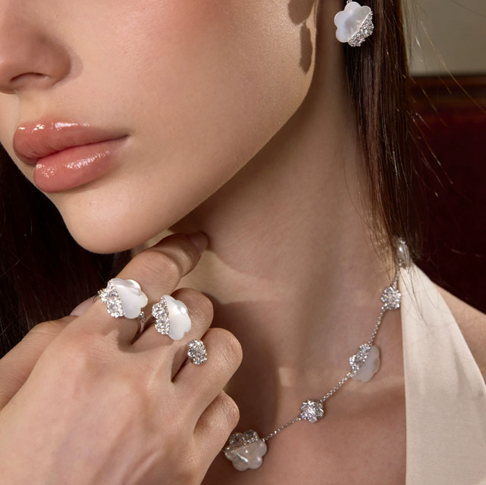 Marleen White Mother-of-Pearl Floral Open Ring