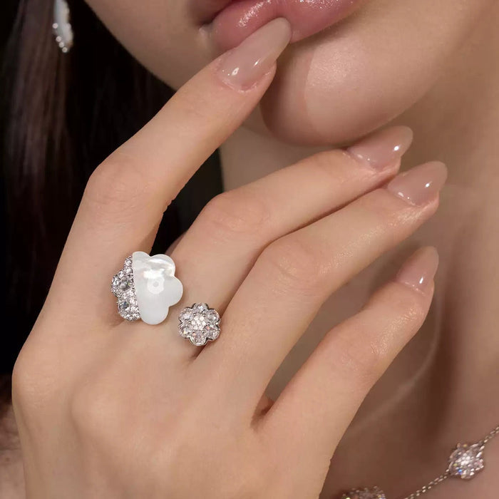 Marleen White Mother-of-Pearl Floral Open Ring