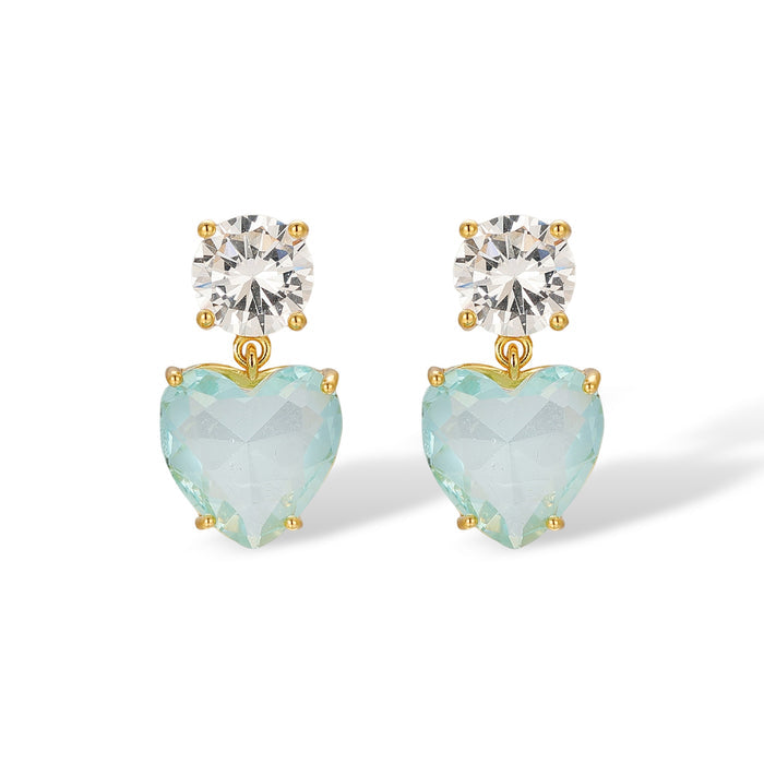 Marlitt Blue Heart Round Drop Earrings