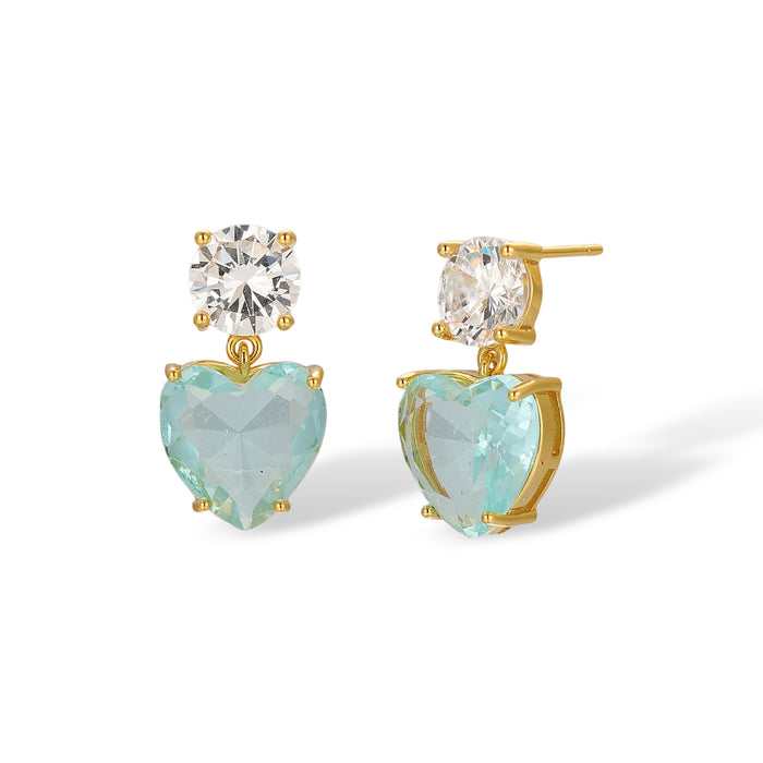 Marlitt Blue Heart Round Drop Earrings