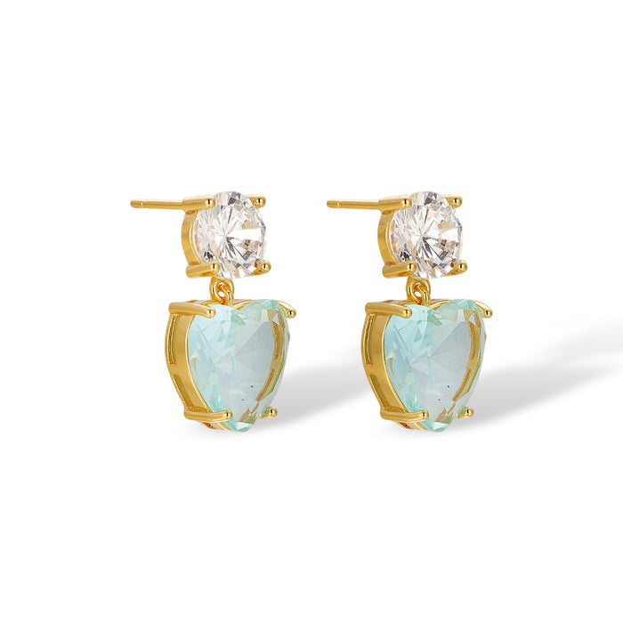 Marlitt Blue Heart Round Drop Earrings