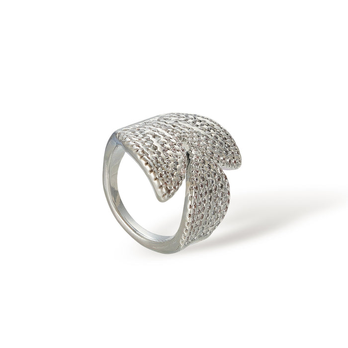 Marly White Leaf Open Ring