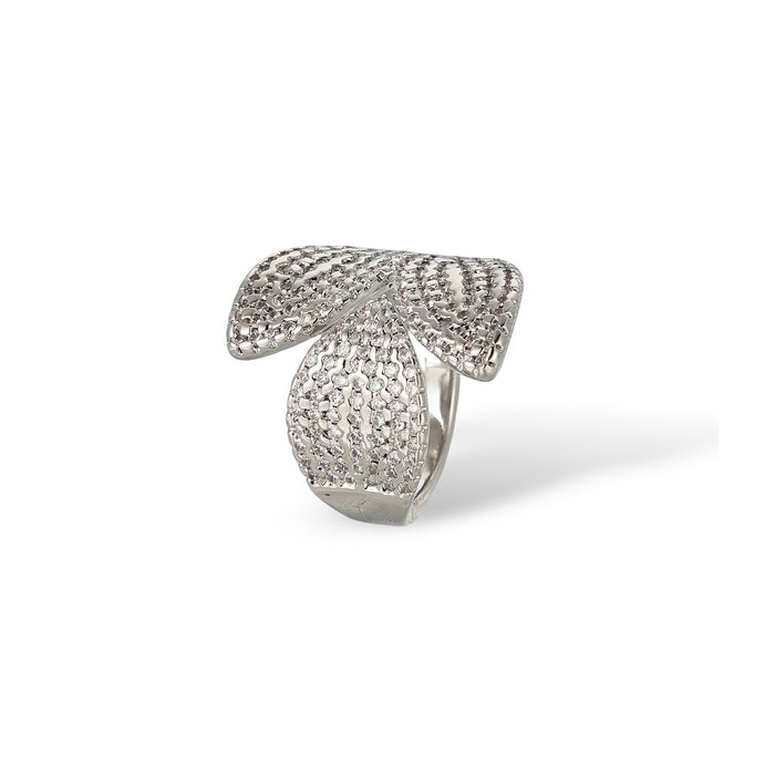 Marly White Leaf Open Ring