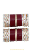 Maroon Colour American Diamond Dotted Bridal Chura By PTJ