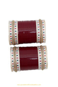 Maroon Colour Dotted Pearl Bridal Chura By PTJ