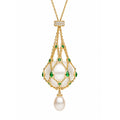 Mathilda Green Accent Pearl Pendant Necklace