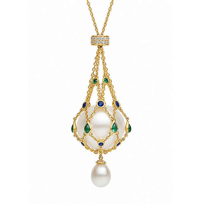 Mathilda Multicolor Accent Pearl Pendant Necklace