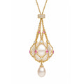 Mathilda Pink Accent Pearl Pendant Necklace