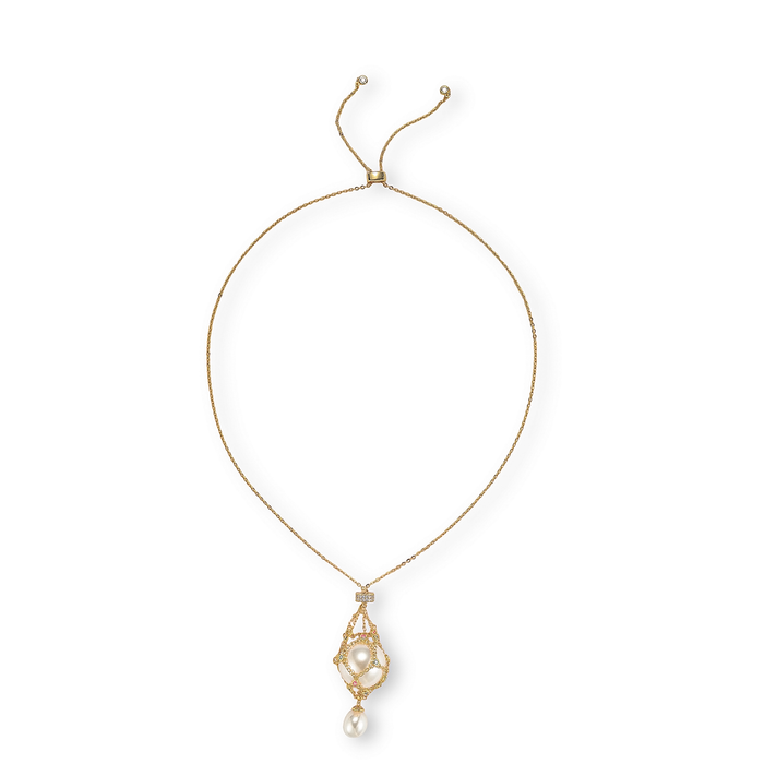 Mathilda Pink Accent Pearl Pendant Necklace
