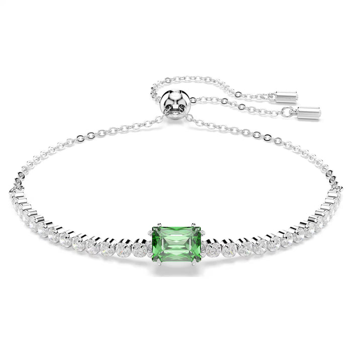 Matrix Tennis bracelet Mixed cuts, Green, Rhodium plated