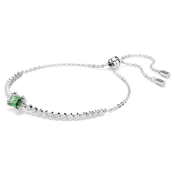 Matrix Tennis bracelet Mixed cuts, Green, Rhodium plated
