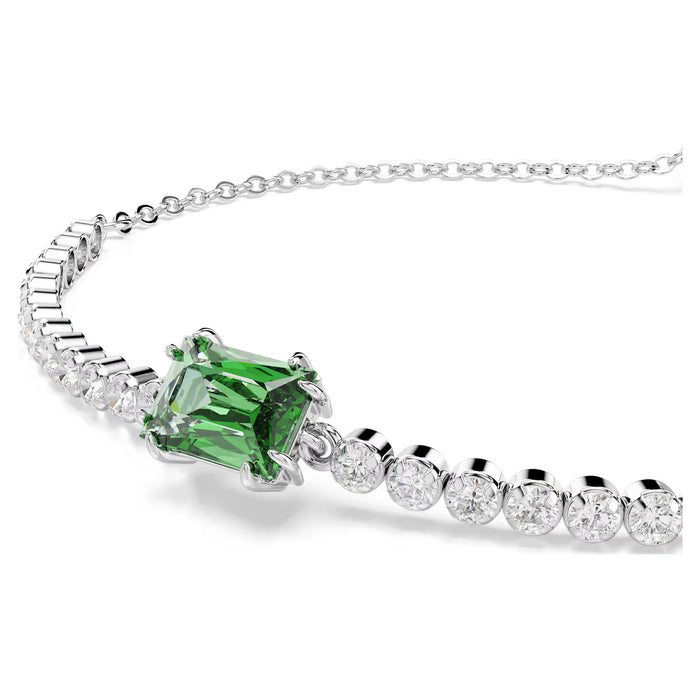 Matrix Tennis bracelet Mixed cuts, Green, Rhodium plated