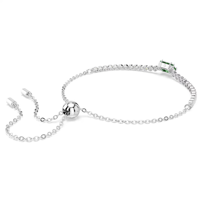 Matrix Tennis bracelet Mixed cuts, Green, Rhodium plated