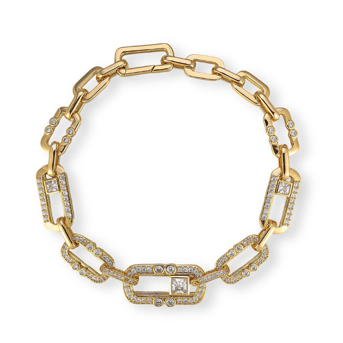 Maura 14K Gold Pavé Sliding Link Bracelet