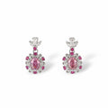 Mégane Pink Oval  Floral Drop Earrings