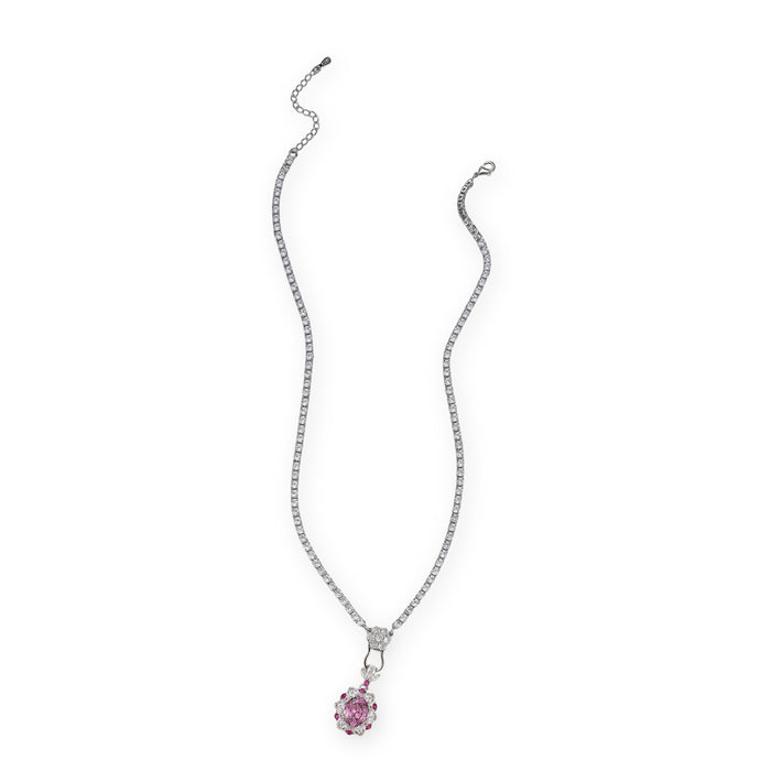 Mégane Pink Oval  Floral Necklace