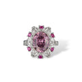 Mégane Pink Oval  Floral Open Ring