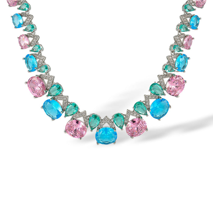 Melli Multicolor Oval Teardrop Drop Earrings & Necklace Set