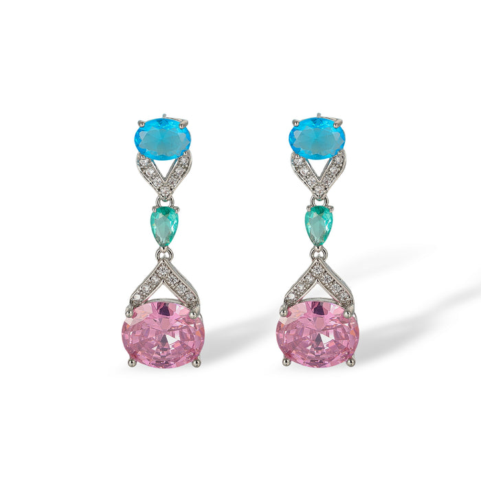 Melli Multicolor Oval Teardrop Drop Earrings & Necklace Set