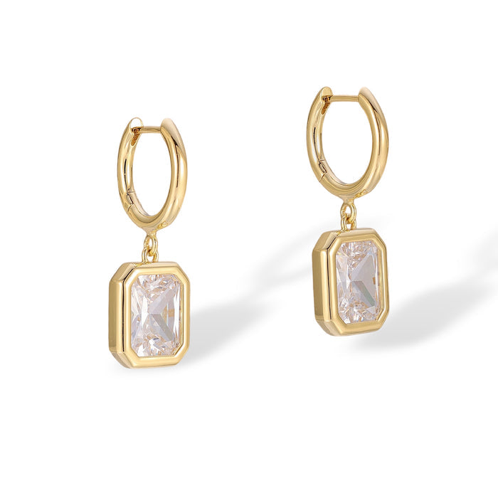Meret 14K Gold Rectangular Huggie Earrings