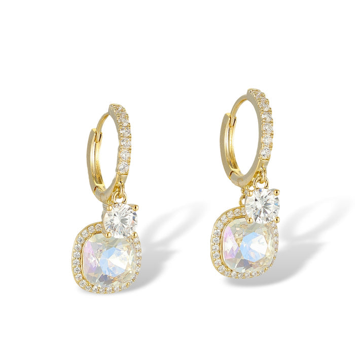 Michaela 10K Gold Round Cushion Huggie Earrings