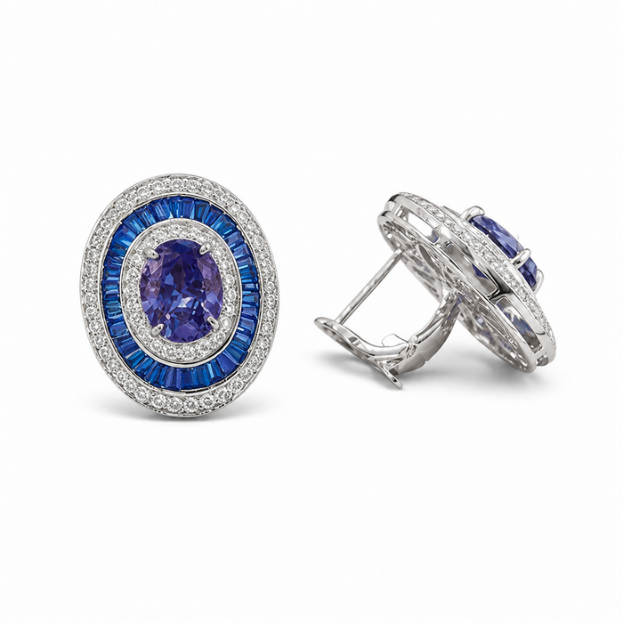 Mina Blue Oval Stud Earrings