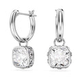 Mini Hoop hoop earrings Round cut, White, Rhodium plated
