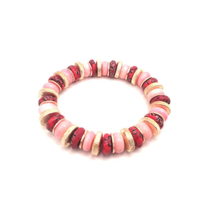 Monarch Beaded Stretch Bracelet - Pink