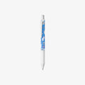 White pen with blue pattern and moomin design on a white background