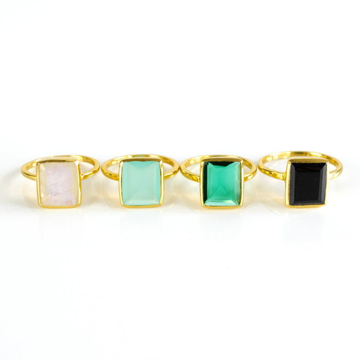 Moonstone Rectangle Bezel Set Ring: June Birthstone
