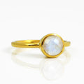 Moonstone Round Bezel Set Faceted Ring - June Birthstone