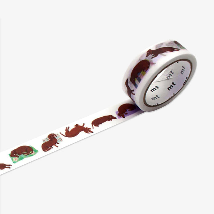 Washi tape with dog illustrations on a white background