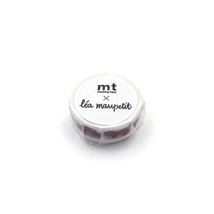 Masking tape with 'mt x leéa maupetit' text and dog design on a white background
