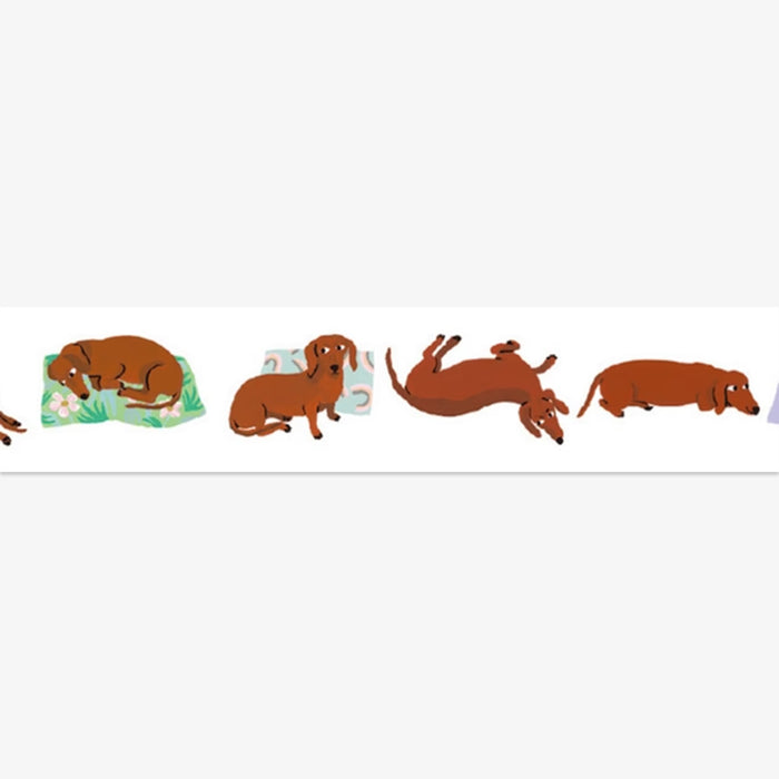 Illustration of a dachshund in various poses on a white background