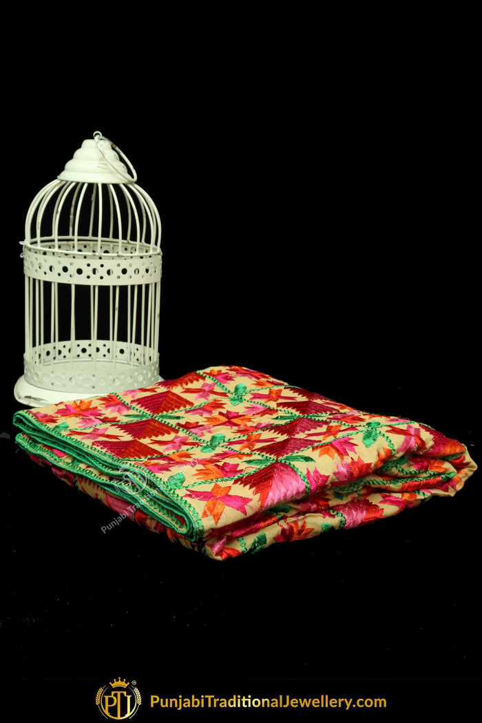 Multi Color Pure Phulkari Dupatta By Punjabi Traditional Jewellery