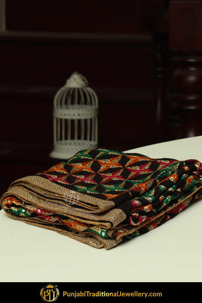 Multi Color Pure Phulkari Dupatta By Punjabi Traditional Jewellery