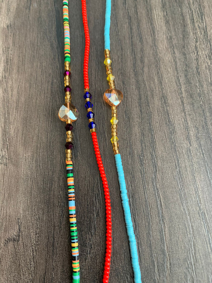 Multicolored-  3 Pc Waist Beads Set