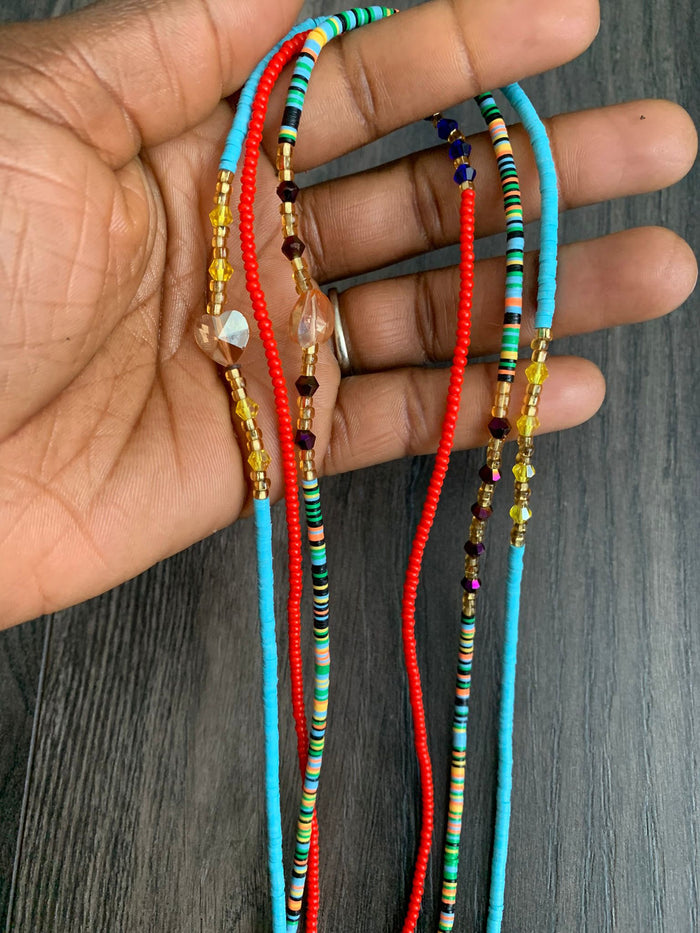 Multicolored-  3 Pc Waist Beads Set
