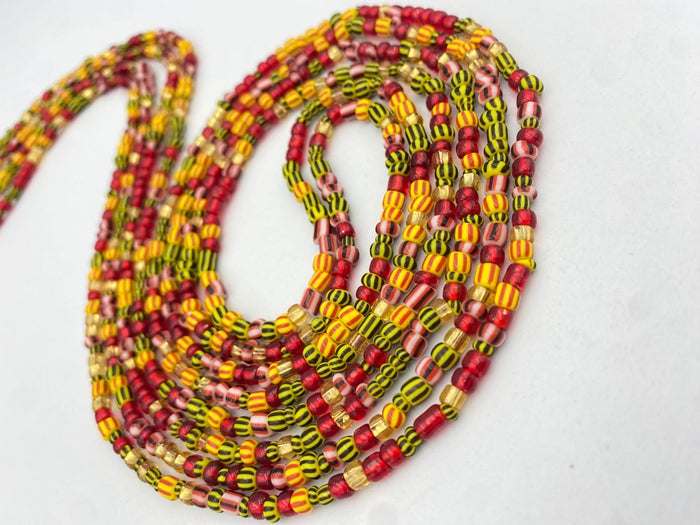 MulticoloredWaist Be ads – Tie-On African Waist Bead Strand for Women, 45-50 Inches Adjustable, Body Jewelry for Adornment, Promoting Body Positivty & Weight Managemen